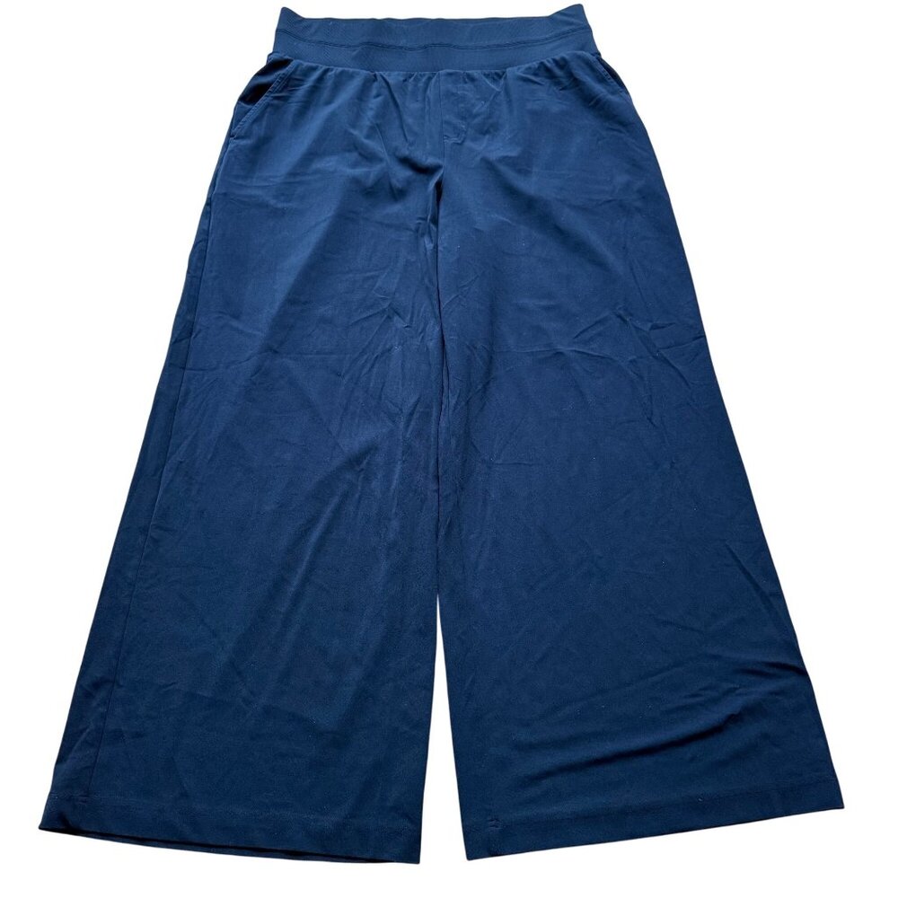 Lou & Grey Size XL Black Pull On Elastic Waist High Rise Loose Wide Leg Pants